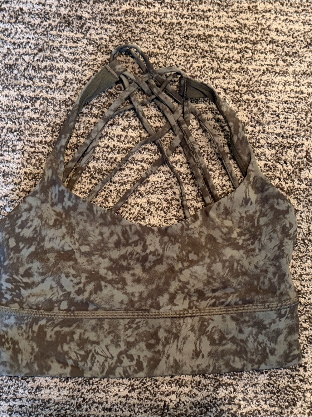 lululemon athletica Olive Green Marbled Strappy Sports Bra